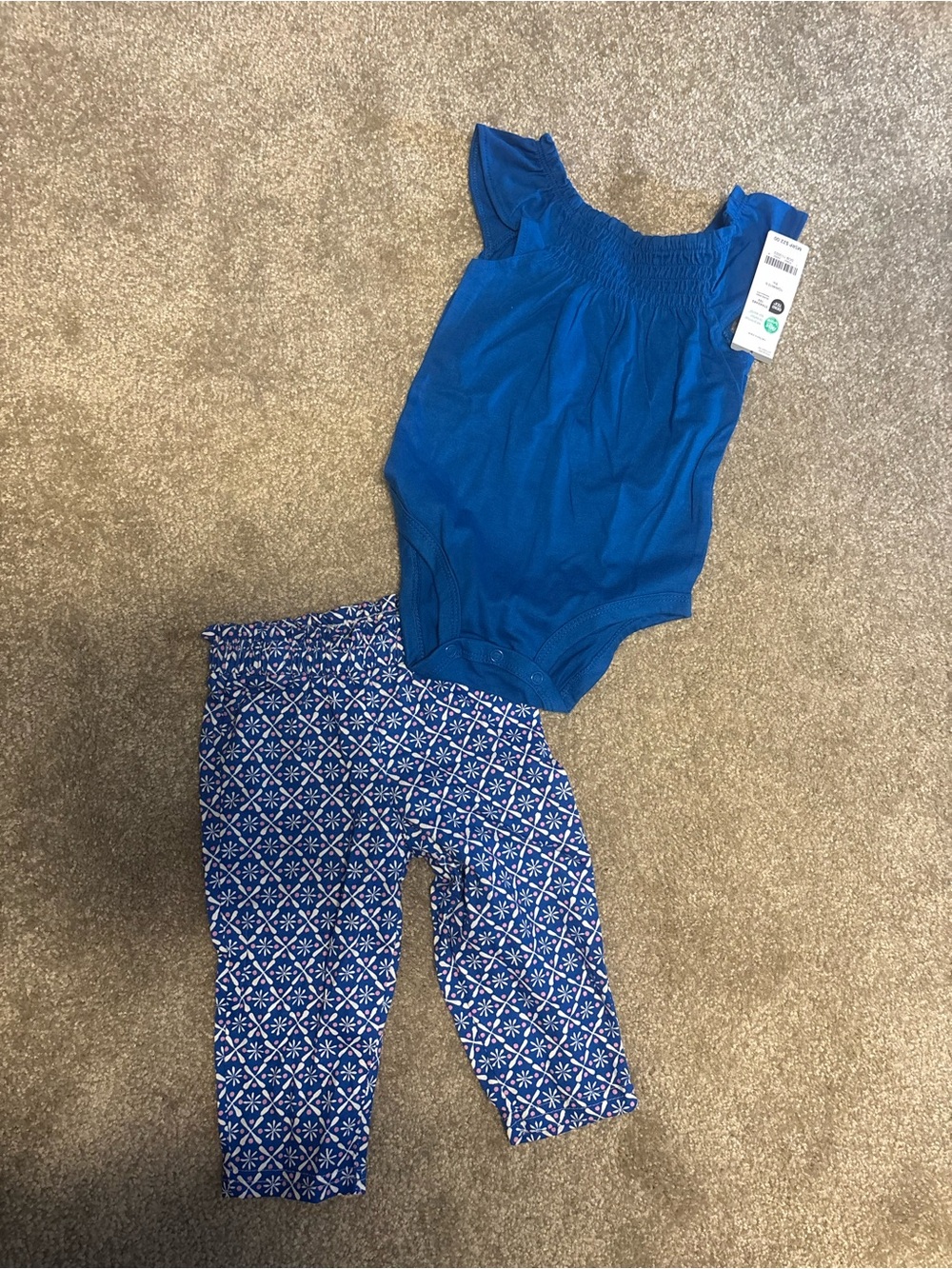 Carter's Royal Blue Bodysuit and Patterned Leggings Set